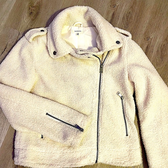 Cream Cropped Teddy Jacket, Soft and Warm by Max Studio Size Small - Picture 1 of 4